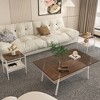 Dolonm Modern Rectangle Coffee Table with Tempered Glass Top & Black Metal Legs for Living Room - 4 of 4