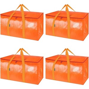 4-Pack Oversized Moving Bags with Reinforced Handles, Heavy-Duty Storage Tote for Clothes, Moving Supplies (Orange) - 1 of 1