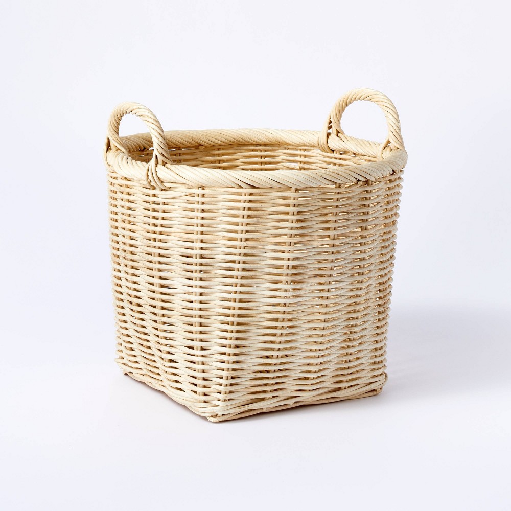 ( case pack of 2 pcs) Small Rattan Basket with Handles - Threshold designed with Studio McGee