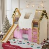 KWPZQEB Twin/Full Size House Loft Bed, Loft Bunk Bed Frame w/ Sills & Tents, Floor House Bunk Bed w/ Ladders & Slide, No Box Spring Needed - 3 of 4