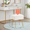 FURNIinspire Accent Chairs, Makeup Vanity Stool for Makeup Room, Foot Stool for Living Room, Bedroom, White, 16.5"*12.6"*19.3" - 3 of 4