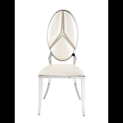 Beige Faux Leather Upholstered Side Chair Set