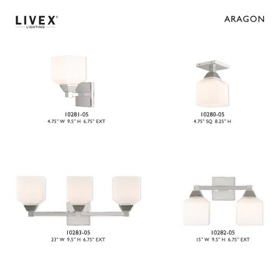 Aragon Polished Chrome 1-Light Sconce with Satin Opal White Glass