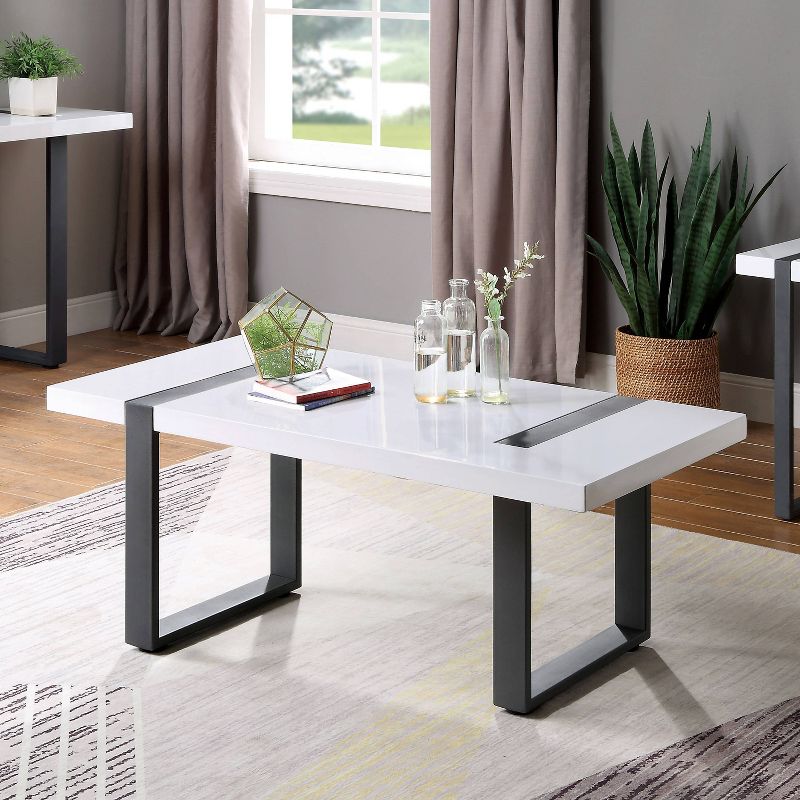 Druse Coffee Table with U-Shaped Legs White/Black - miBasics, 2 of 9
