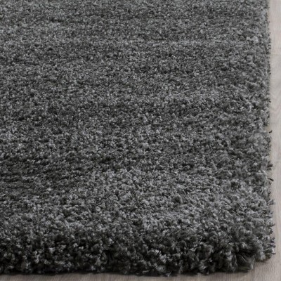 Dark Grey Hand-knotted Synthetic Shag Area Rug, 5'3" x 7'6"