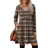 Long Sleeve V-Neck Sweater Dress 2025, Women's Empire Waist Babydoll Fall Dress with Pockets S-orange Stripe - 2 of 4