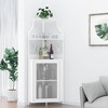 TROPOW Corner Bar Rack Cabinet with Detachable Wine Rack, Bar Cabinet with Glass Holder, Small Sideboard and Buffet Cabinet with Mesh Door - 2 of 4