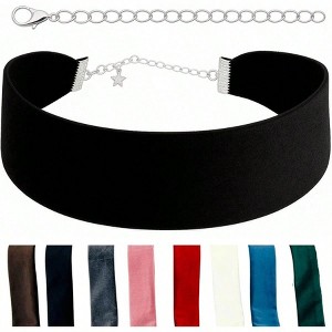 Women's 1.5 Wide Velvet Choker, Black with Stainless Steel Clasp - 1 of 4