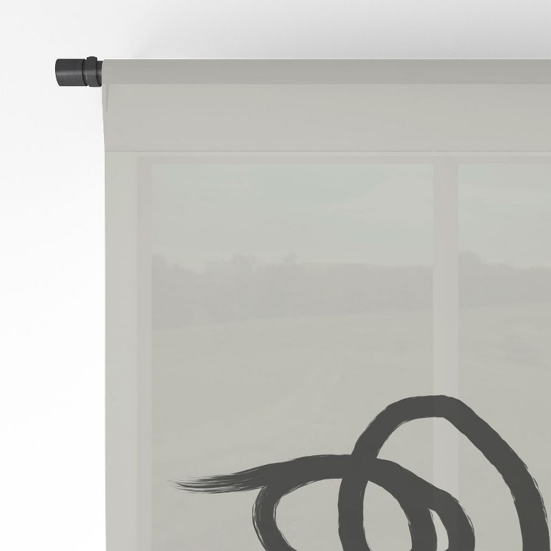 Bohomadic Studio Double Line Faces Black Single Panel Sheer Window Curtain - Society6, 4 of 7