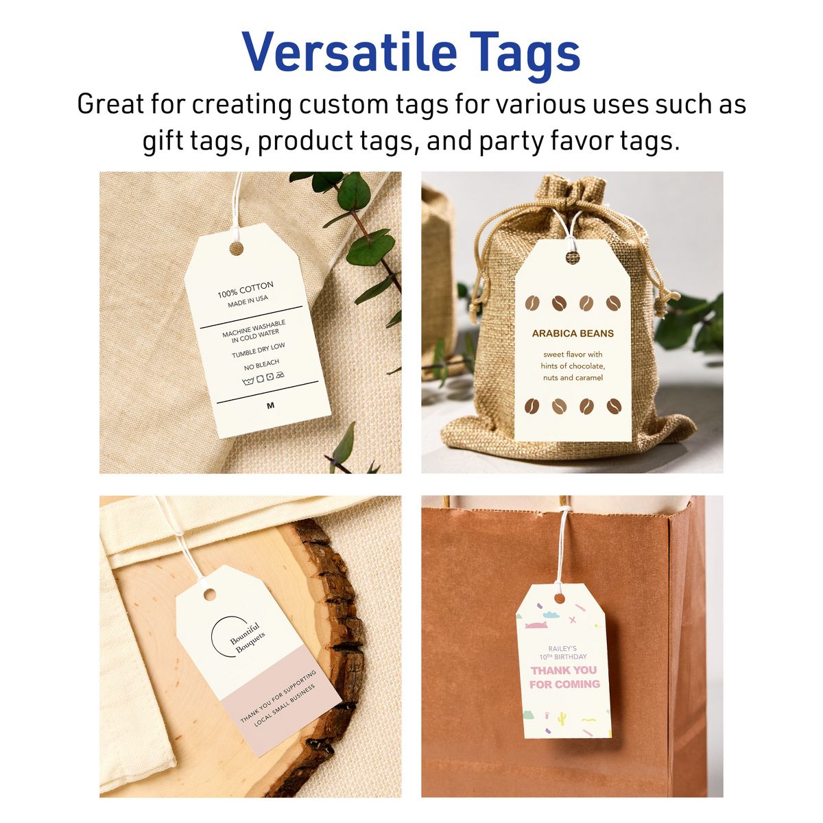 2" x 3-1/2" Rectangular Banner, Matte Ivory Printable Tags - thumbnail 3
