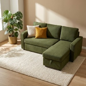 Dyonery 81" Sleeper Sofa Bed with Storage, L-Shaped Sectional Pull Out Couch with Reversible Chaise and USB Ports - 1 of 4