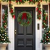 Christmas Wreaths for Front Door, 24 Inch Large Outdoor Christmas Wreath with Berries Velvet Bow, Winter Artificial Cypress Wreath Xmas Wreath - 3 of 4