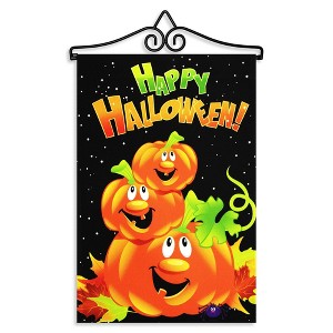 G128 Combo Pack Garden Flag Hanger 14IN & Garden Flag Happy