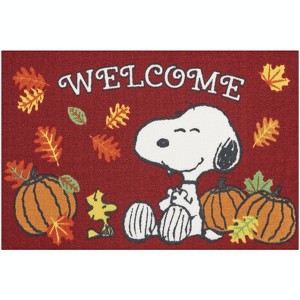 Peanuts Snoopy Welcome Fall Harvest 2' x 3' Burgundy Season Accent Rug - 1 of 1