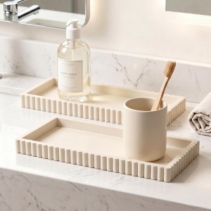2Pc Round Silicone Vanity Tray Set Decorative Catchall Organizer