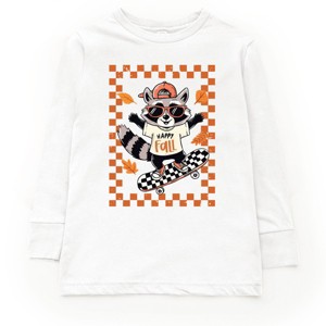 Happy Fall Racoon Skater - Toddler Long Sleeve Graphic Tee and Youth Long Sleeve Graphic T-Shirt - 1 of 3