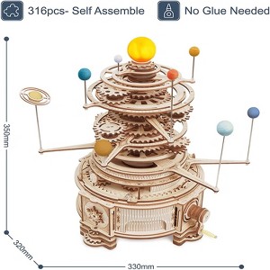 ROBOTIME 316 Pieces 3D Wooden Puzzle Orrery Solar System Model Kit, Multicolored, 13"*12.6"*13.8" - 1 of 4