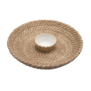 Transpac Dolomite 12.25 in. Brown Woven Look Chip and Dip Set of 2 - 1 of 2