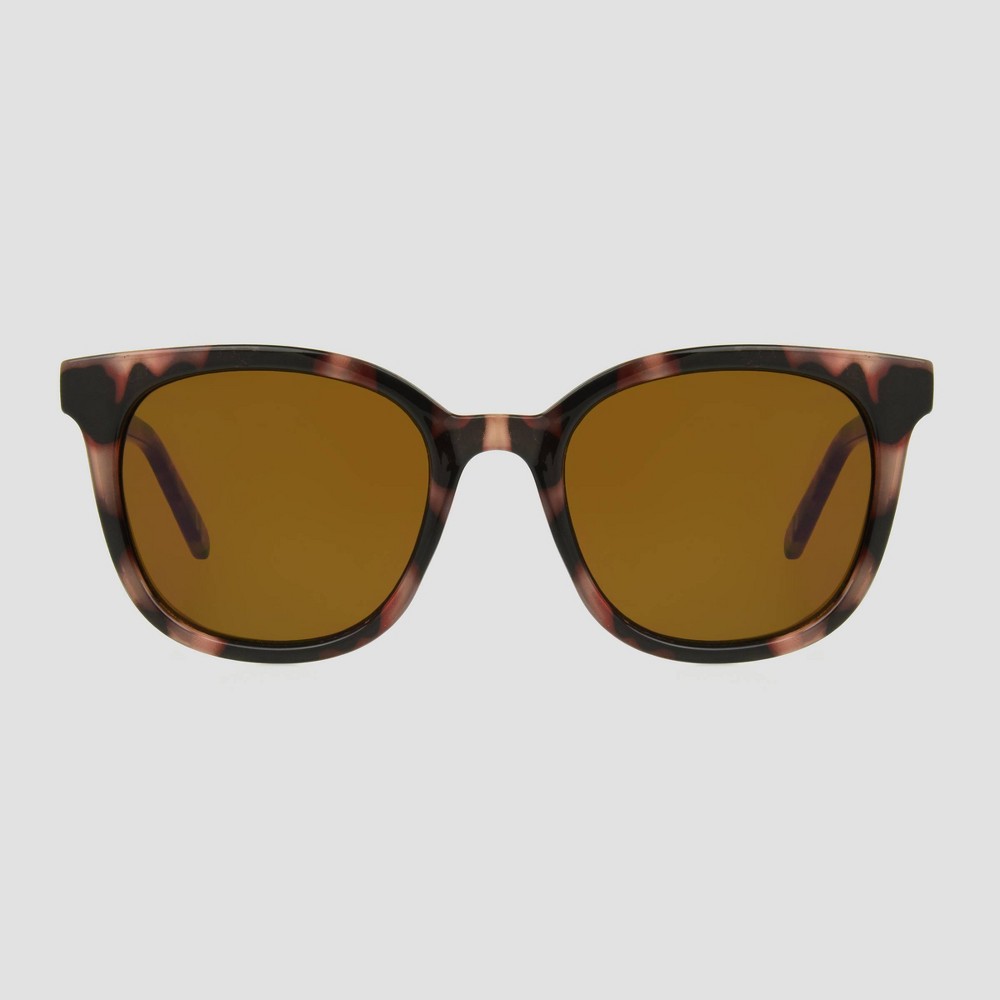 Photos - Sunglasses Women's Tortoise Shell Print Crystal Plastic Square  - Universal