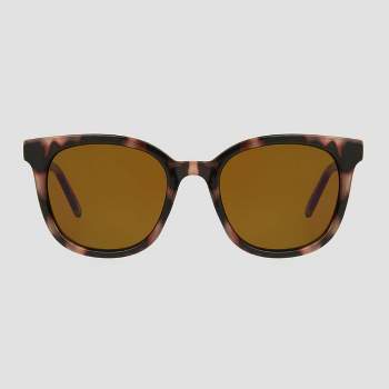 Women's Tortoise Shell Print Crystal Plastic Square Sunglasses - Universal Thread™ Brown