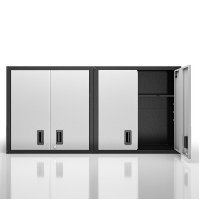 Garage Wall Mounted Storage Cabinet with Two Doors and One Shelf, Lockable Metal Wall Cabinet, Hanging Tool Cabinet for Garage Utility Room