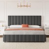 Homhougo Full Linen Upholstered Platform Bed Frame with 4 Storage Drawers, Adjustable Headboard, Wooden Slats Support, No Box Spring Needed, Grey - 2 of 4