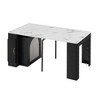 Gulches Extendable Smart Dining Table, 15.6"-59" with 3 Removable Leaves, Charging Ports & Storage, Black & Marble White - 2 of 4