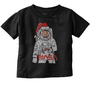Christmas Santa Claus NASA Astronaut Toddler Baby Graphic T Shirt Brisco Brands - 1 of 4