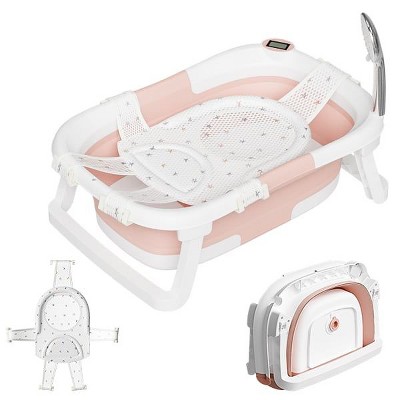 Napei Collapsible Baby Bathtub for Infants and Toddlers with Bath Net and Thermometer