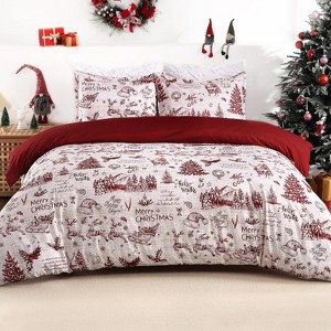 GustoWave Christmas Soft Breathable Duvet Cover and Pillow Shams Set, Bedding Set - 1 of 4