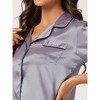 cheibear Women's Silky Satin Button Down Shirt with Shorts Sleepwear Pajama Sets - 4 of 4