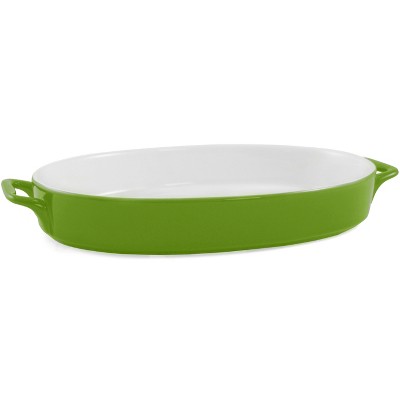 Green Ceramic 14 Inch Oval Baker