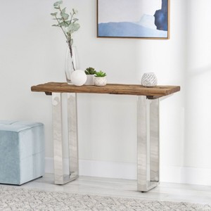 NicBex Narrow Console Table with Iron Frame,Stylish Minimalist Entryway Table,Modern Couch Table for Living Room,Natural - 1 of 4