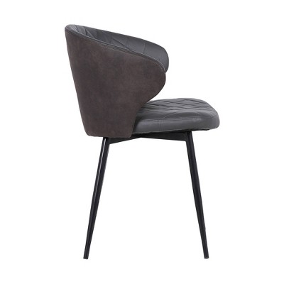 Gray Faux Leather Upholstered Arm Chair with Metal Frame
