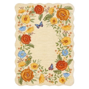 Washable Modern Floral Print Summer Spring Area Rugs, Soft Non Slip Botanical Floor Carpet for Home Office - 1 of 4