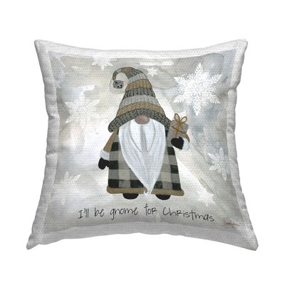 Stupell Industries Cozy Gnome Holding Gift Holiday Snowflakes
