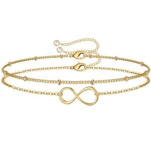 Turandoss 2PCS Dainty Infinity Layered Bracelets for Women Girls, 18K Gold Cute Stack Chain Link Bracelet Hypoallergenic, Jewelry Gifts for Women - 1 of 1