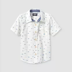 OshKosh B'gosh Toddler Boys' Fish Woven Short Sleeve Button-Down Shirt - White