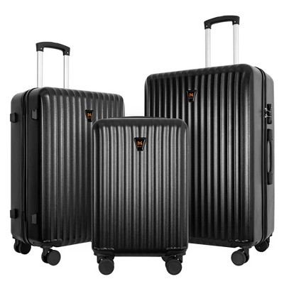 GlasFlength Luggage, Suitcase Set with Lock and  Spinner Wheels, Large Capacity Cases for Business or Vacation, 3PCS, Black, 30.31"*19.29"*11.81"