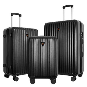ROBOTIME Luggage, Suitcase Set with Double Spinner Wheels and U-Shaped Pillow, Large Capacity Case for Trips, 3PCS, Black, 30.31"*19.29"*11.82" - 1 of 4