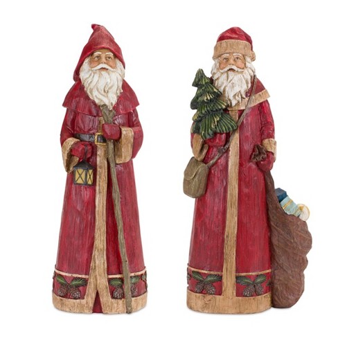 Melrose Rustic Stone Santa Figurine (set Of 2) : Target