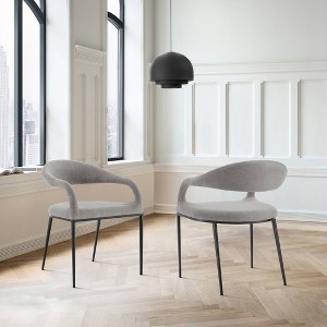 Armen Living Set of 2 Morgan Upholstered with Iron and Fabric Dining Chairs - 1 of 4