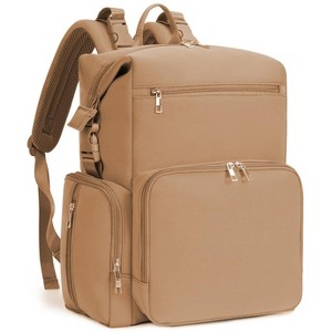 Itopfox Neoprene Waterproof Diaper Backpack for Parents with Changing Pad, Large Storage & 10 Pockets, Travel-Friendly Design (Oat) - 1 of 4