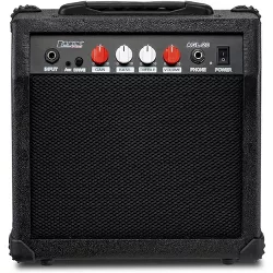 LyxPro Electric Guitar Amp 20 Watt Amplifier Built In Speaker Headphone Jack And Aux Input Includes Gain Bass Treble Volume And Grind