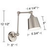 360 Lighting Mendes Modern Wall Lamps Set of 2 Brushed Nickel Hardwire 5 3/4" Light Fixture Adjustable Metal Shade for Bedroom Reading Living Room - 4 of 4