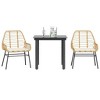 vidaXL 3 Piece Patio Dining Set - Brown PE Rattan/Tempered Glass Table & Cushioned Garden Chairs for Outdoor, Patio, Backyard - 2 of 4