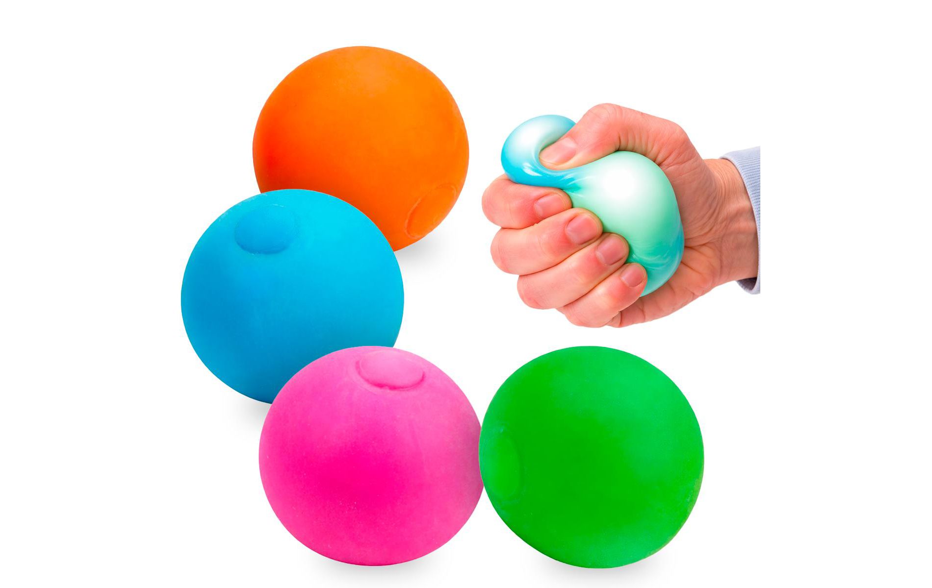 Playbees Stress Balls 4-Pack - 2 Inch Soft Squeeze Balls - Sensory Fidget Toys for Kids and Adults, Hand Exerciser, Party Favors and Classroom Rewards