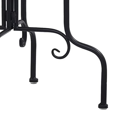 Elegant Terracotta Mosaic Outdoor Side Table with Curved Iron Legs