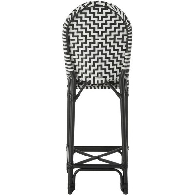 Tilden Black and White Rattan Indoor/Outdoor Bar Stool