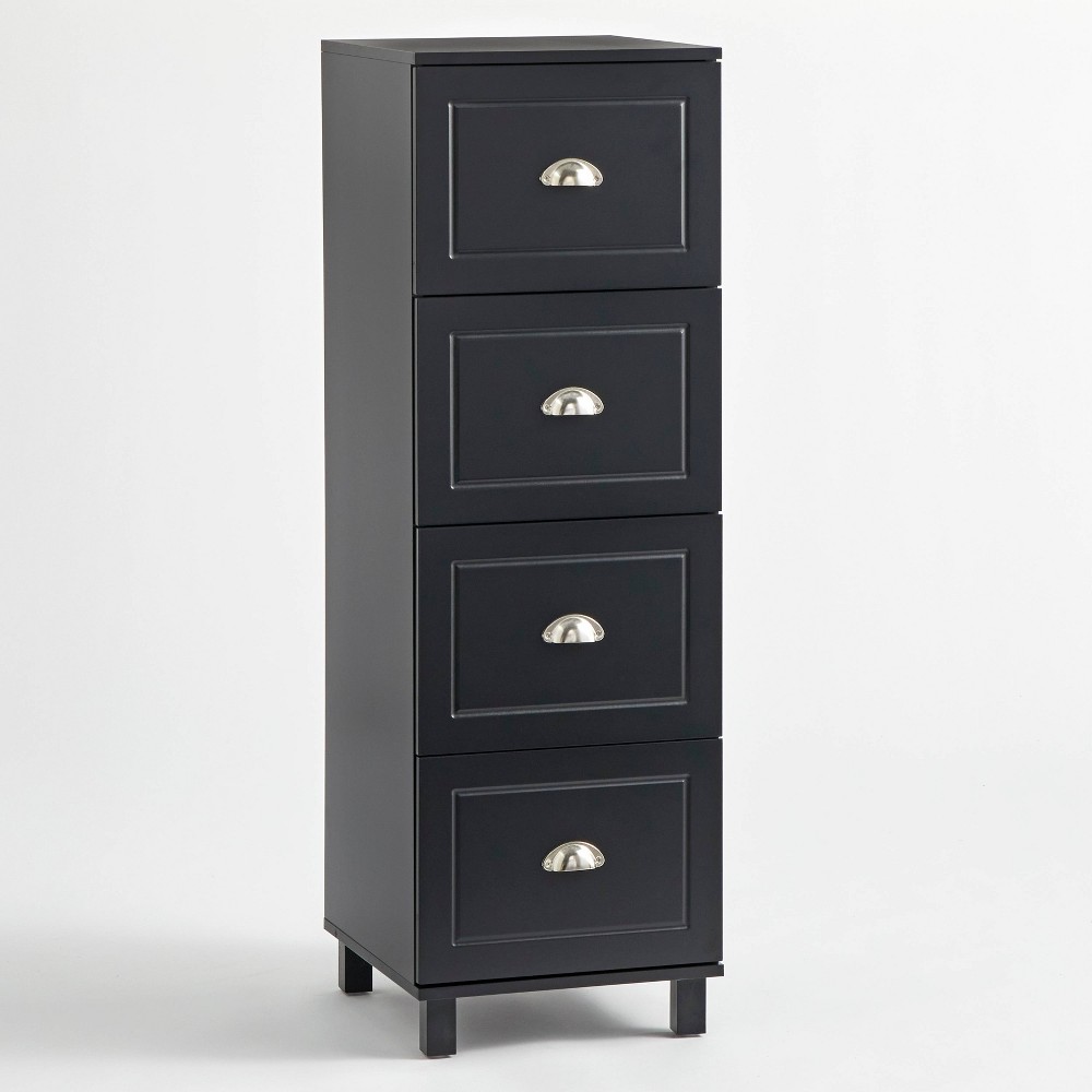 Photos - File Folder / Lever Arch File Bradley 4 Drawer Filing Cabinet Black - Buylateral: Chrome Pulls, MDF, Met